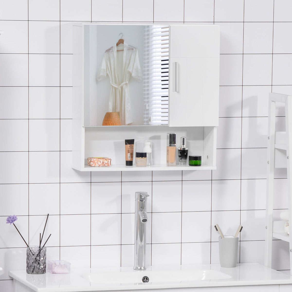 Tenby Mirrored Bathroom Cabinet in White