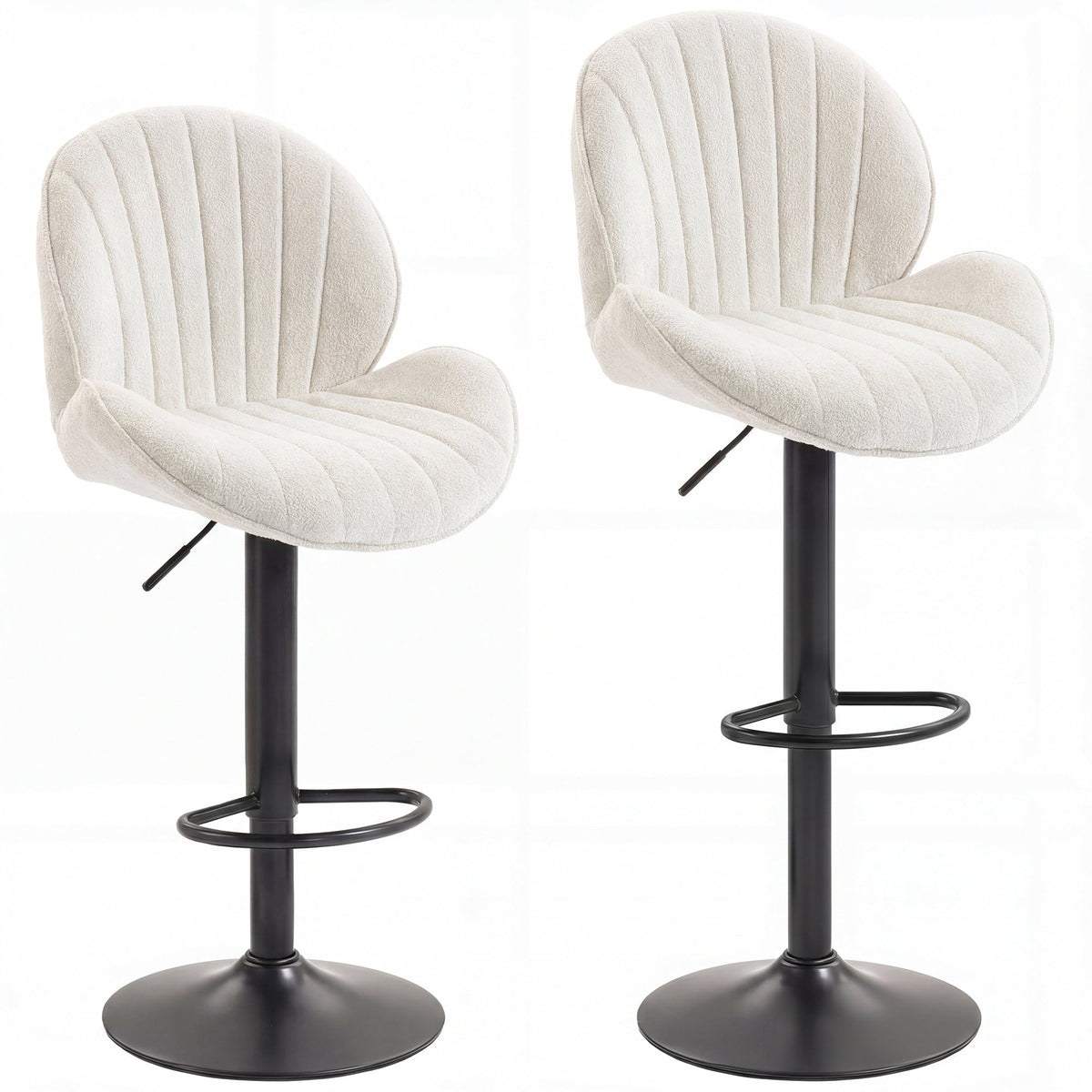 Kendal Swivel Bar Stools in Cream — Set of 2