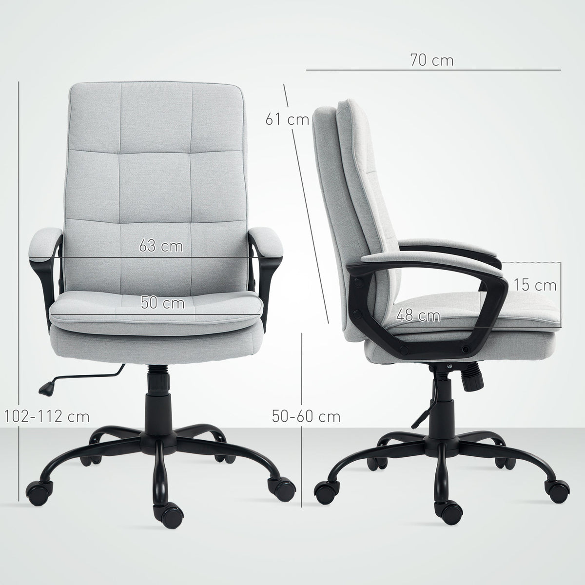 Whitfield Padded Office Chair in Dove Grey