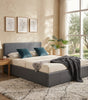 Ottoman Bed Gas Lift Storage Leather Grey 3ft Single with 1 Mattress Pine Wood Bedroom
