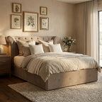 Edison Ottoman Storage Bed in Mink Velvet — Double