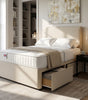 The Pimlico cream platform top divan bed base with two storage drawers, king size - Comfort Crest