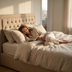Hannah Ottoman Storage Bed in Beige Linen — Double