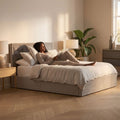 Hannah Ottoman Storage Bed in Mink Velvet — King