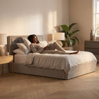 Hannah Ottoman Storage Bed in Mink Velvet — King