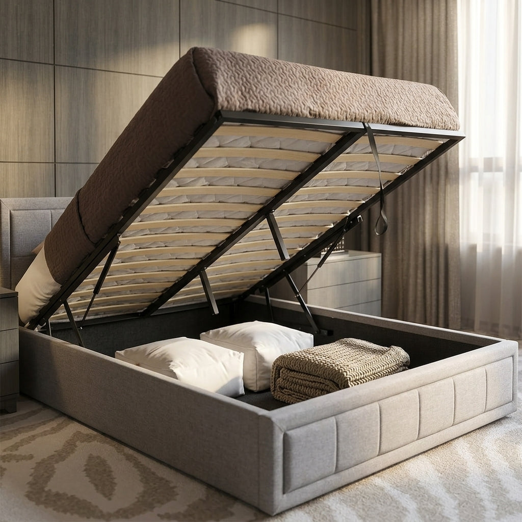 Ottoman Bed Frame King Size Storage Bed With Mattress Pocket Sprung & Memory Foam