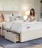 The Pimlico cream platform top divan bed base with two storage drawers, king size - Comfort Crest