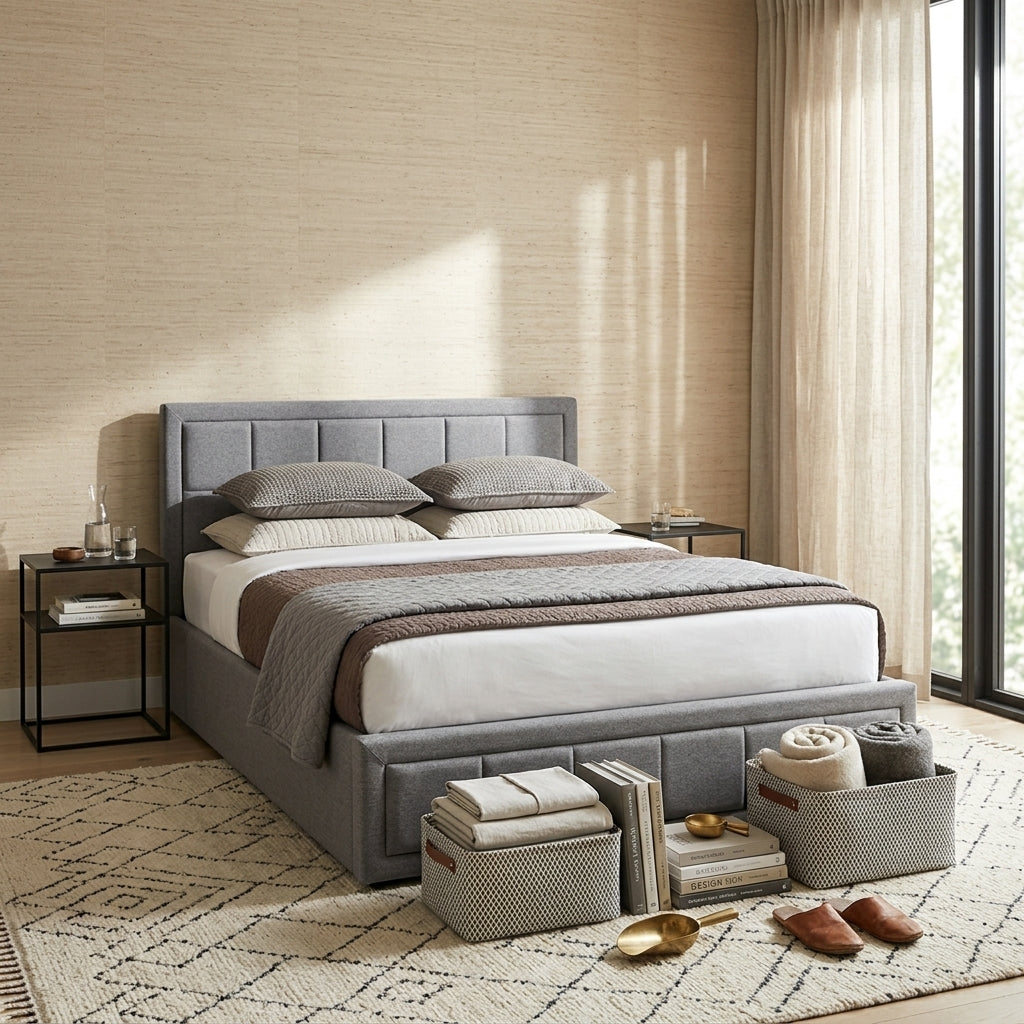 Ottoman Bed Frame King Size Storage Bed With Mattress Pocket Sprung & Memory Foam