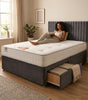Knight Sleep Emily Charcoal Plush 4FT6 Bed Set With Mattress, 2 Drawers Same Side & 24"Headboard - Double