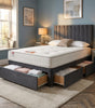 Knight Sleep Emily Charcoal Plush 4FT6 Bed Set With Mattress, 2 Drawers Same Side & 24"Headboard - Double