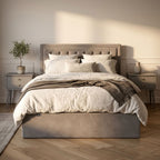 Edison Ottoman Storage Bed in Mink Velvet — Double