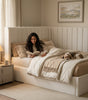 Maddison Cream Velvet Ottoman Storage Bed Double 4FT 6