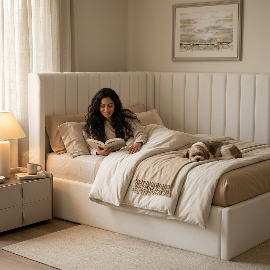 Maddison Cream Velvet Ottoman Storage Bed Double 4FT 6