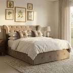 Edison Ottoman Storage Bed in Mink Velvet — Double