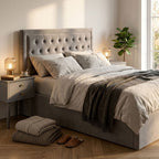 Hannah Ottoman Storage Bed in Grey Velvet — Double