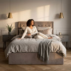 Edison Ottoman Storage Bed in Mink Velvet — Double