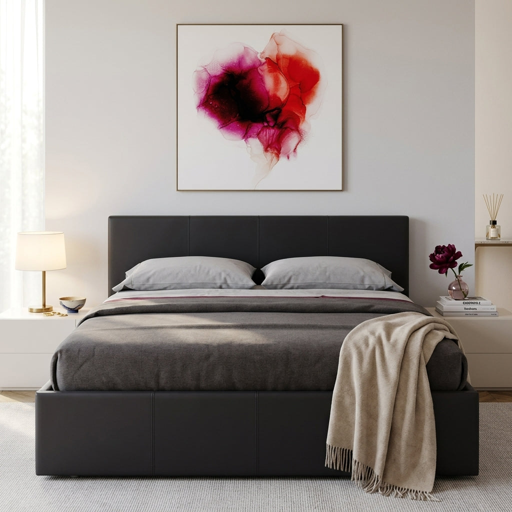 Alnwick small double ottoman storage bed with padded headboard - Comfort Crest