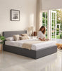 Ottoman Bed Gas Lift Storage Leather Grey 3ft Single with 1 Mattress Pine Wood Bedroom