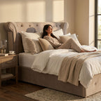 Edison Ottoman Storage Bed in Mink Velvet — Double