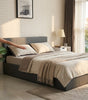 Ottoman Bed Gas Lift Storage Leather Grey 3ft Single with 1 Mattress Pine Wood Bedroom