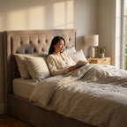 Edison Ottoman Storage Bed in Mink Velvet — Double