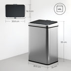 Aurora 40L Touchless Sensor Bin in Brushed Steel