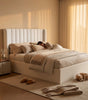 Maddison Cream Velvet Ottoman Storage Bed Double 4FT 6