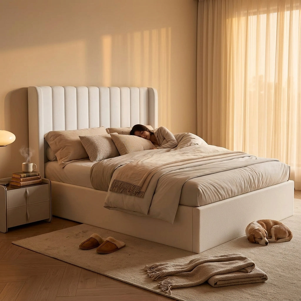 Maddison Cream Velvet Ottoman Storage Bed Double 4FT 6