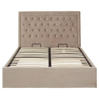 Hannah Ottoman Storage Bed in Mink Velvet — Double