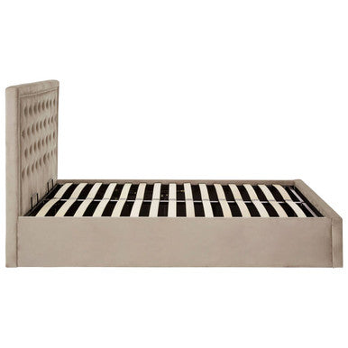 Hannah Ottoman Storage Bed in Mink Velvet — Double