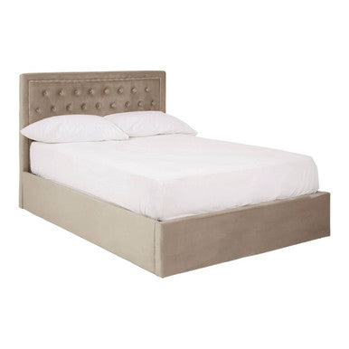 Hannah Ottoman Storage Bed in Mink Velvet — Double