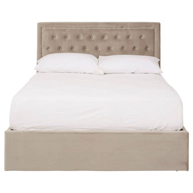 Hannah Ottoman Storage Bed in Mink Velvet — Double