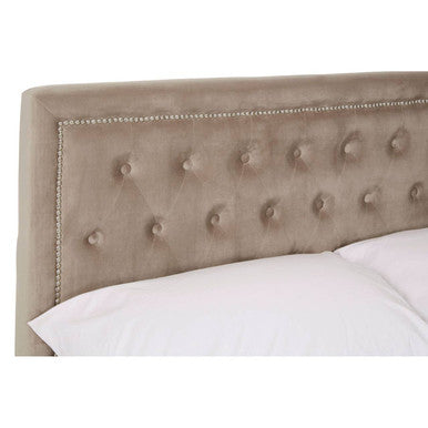 Hannah Ottoman Storage Bed in Mink Velvet — Double