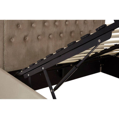 Hannah Ottoman Storage Bed in Mink Velvet — Double