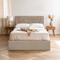 Hannah Ottoman Storage Bed in Mink Velvet — Double