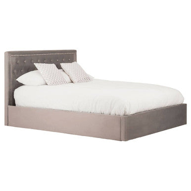 Hannah Ottoman Storage Bed in Grey Velvet — King