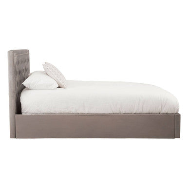 Hannah Ottoman Storage Bed in Grey Velvet — King
