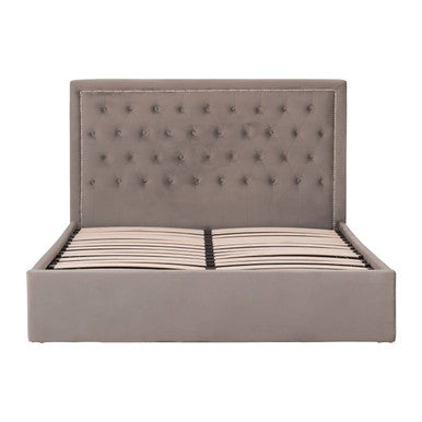 Hannah Ottoman Storage Bed in Grey Velvet — King