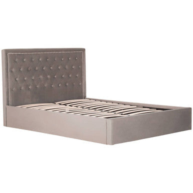 Hannah Ottoman Storage Bed in Grey Velvet — King