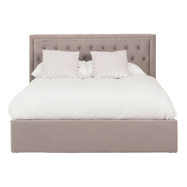 Hannah Ottoman Storage Bed in Grey Velvet — King