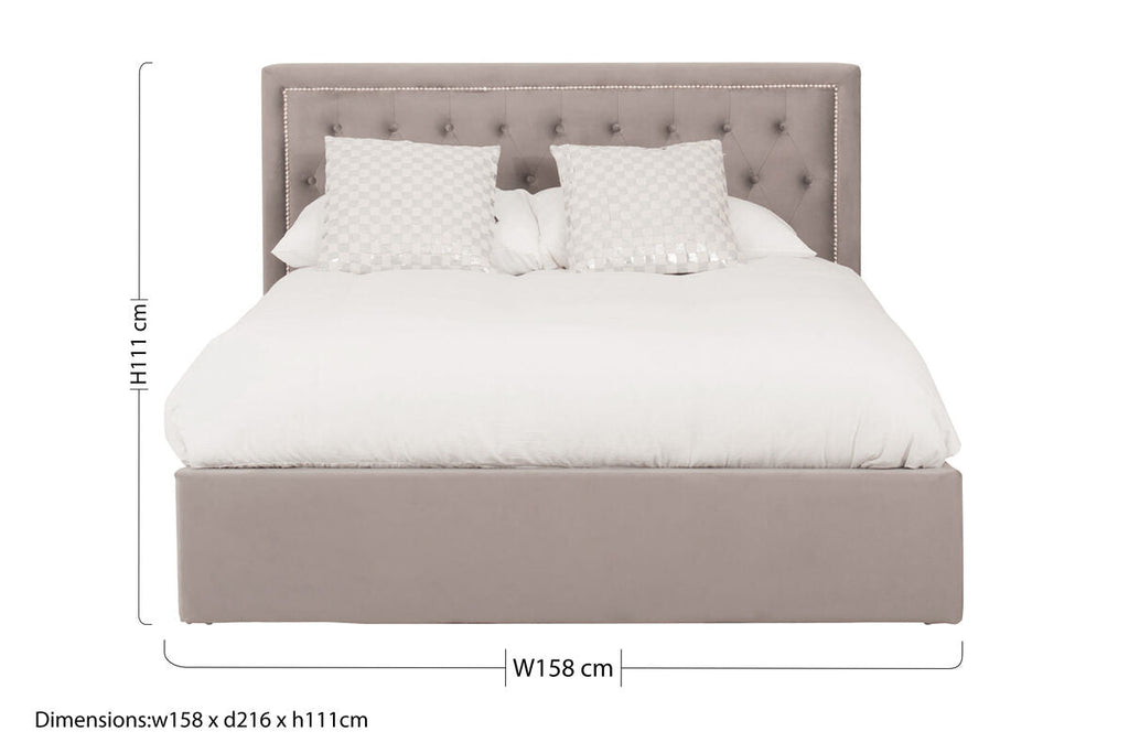 Hannah Ottoman Storage Bed in Grey Velvet — King