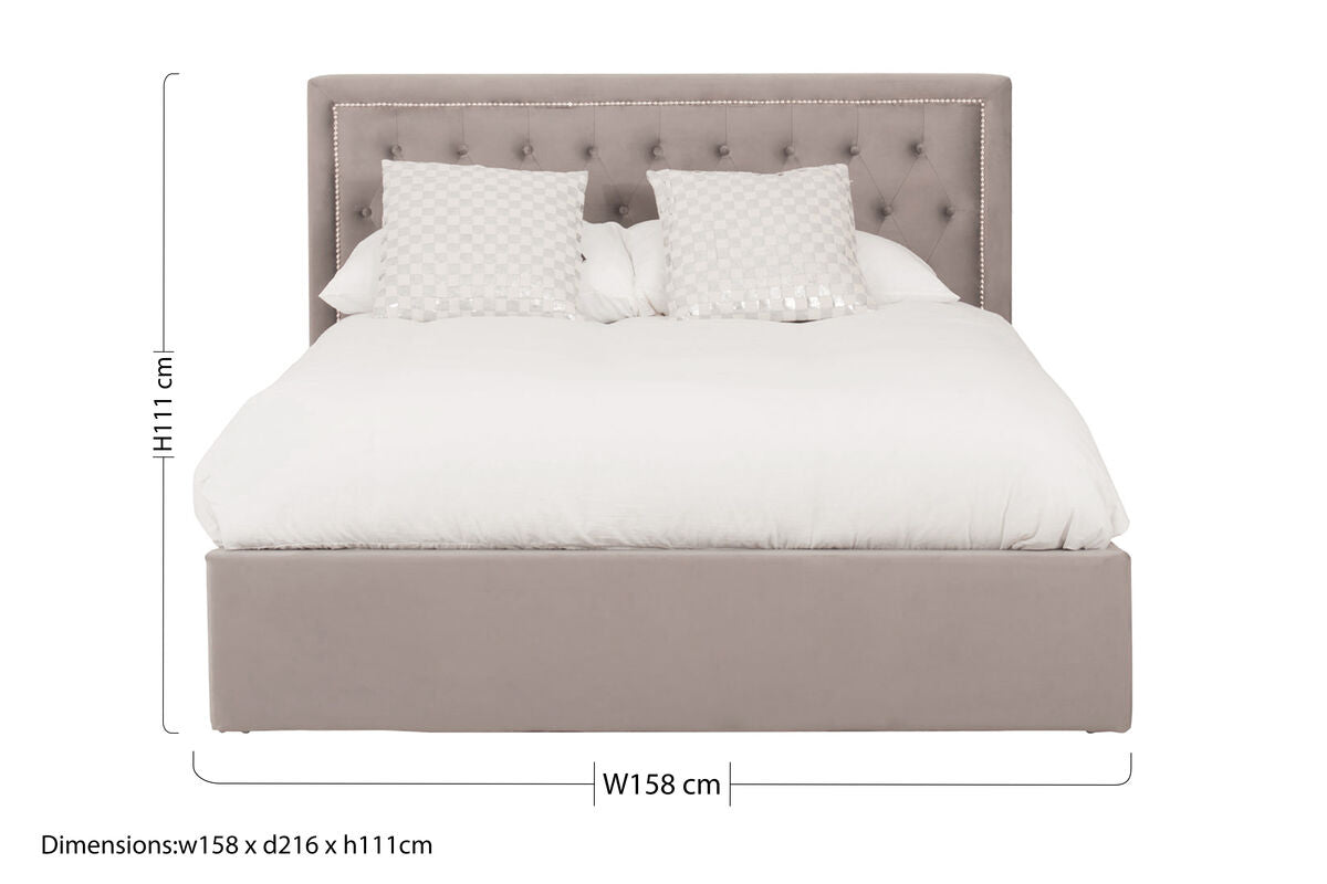 Hannah Ottoman Storage Bed in Grey Velvet — King