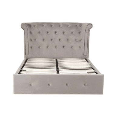 Edison Ottoman Storage Bed in Grey Velvet — Double