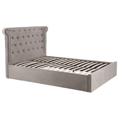Edison Ottoman Storage Bed in Grey Velvet — Double
