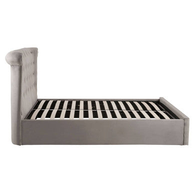 Edison Ottoman Storage Bed in Grey Velvet — Double