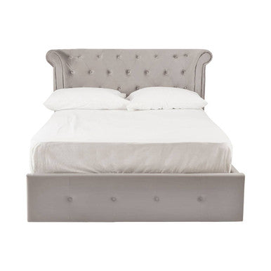 Edison Ottoman Storage Bed in Grey Velvet — Double