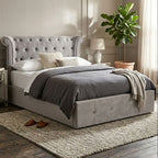 Edison Ottoman Storage Bed in Grey Velvet — Double