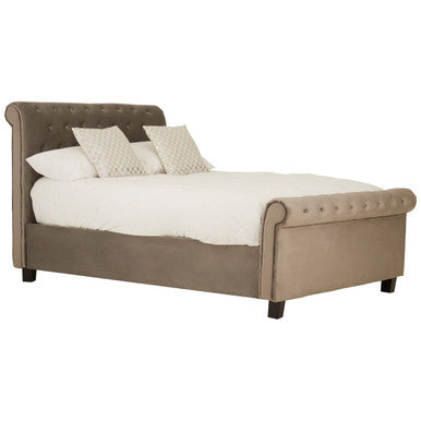 Orlando Sleigh Ottoman Bed in Grey Velvet — Double
