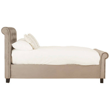 Orlando Sleigh Ottoman Bed in Grey Velvet — Double