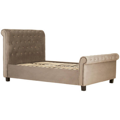 Orlando Sleigh Ottoman Bed in Grey Velvet — Double